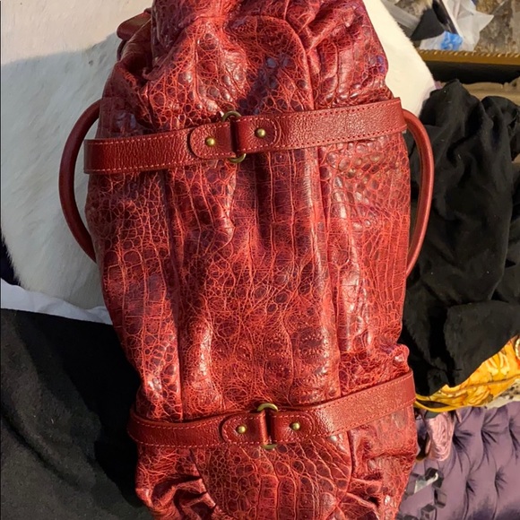 LOCKHART red embossed leather large satchel new! - Picture 12 of 16